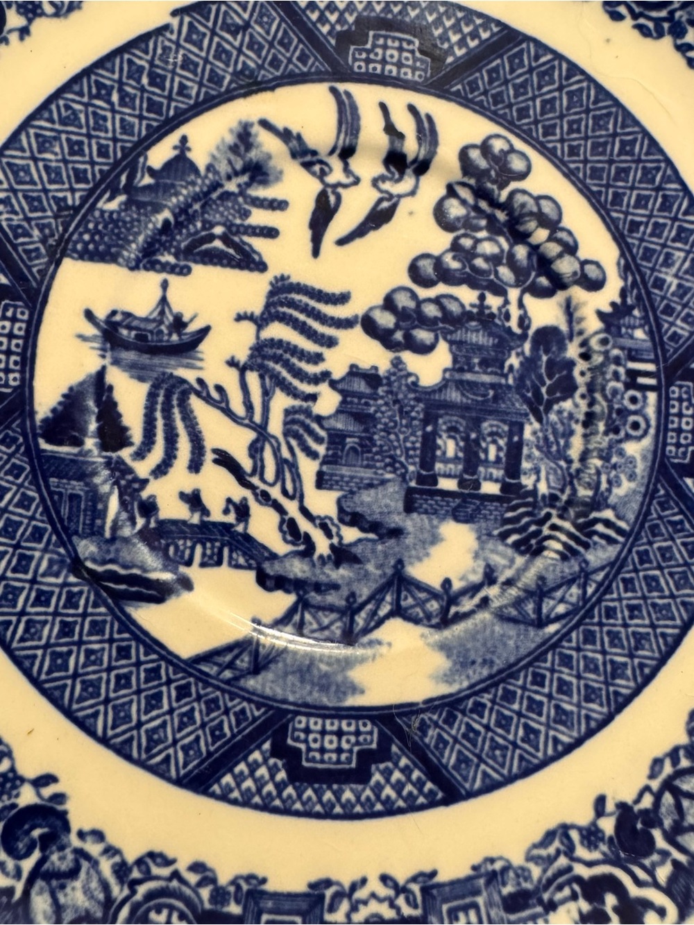 Vintage Homer Laughlin Blue Willow Pagoda Salad Dessert Plate 7.25” Asian Style